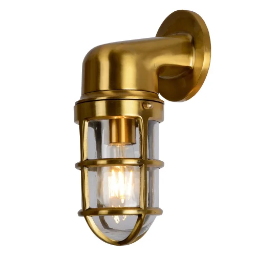 Настенный светильник Dudley 11892/01/02 Lucide уличный IP44 латунь матовый золото 1 лампа, плафон прозрачный в стиле современный винтаж E27 фото 4